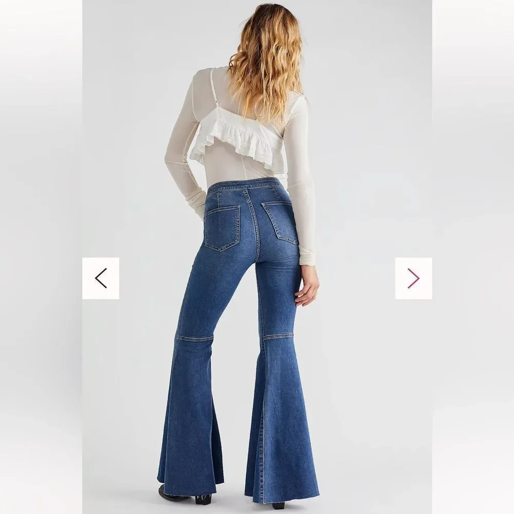 FREE PEOPLE | Just Float On Flare Jeans in Jericho Blue - Picture 3 of 7